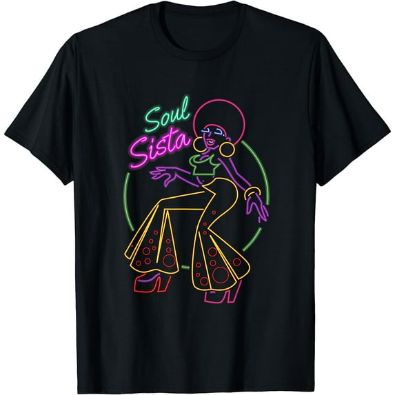 Artsy Womens Funk Shirt Vintage 70s Costume Afro Soul Music T-Shirt Black 3X-Large