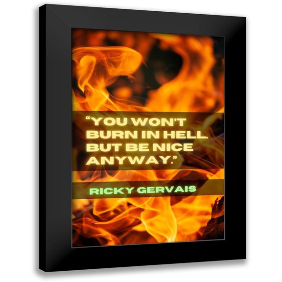 ArtsyQuotes 11x14 Black Modern Framed Museum Art Print Titled - Ricky Gervais Quote: Be Nice