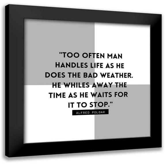 ArtsyQuotes 12x12 Black Modern Framed Museum Art Print Titled - Alfred Polgar Quote: Bad Weather