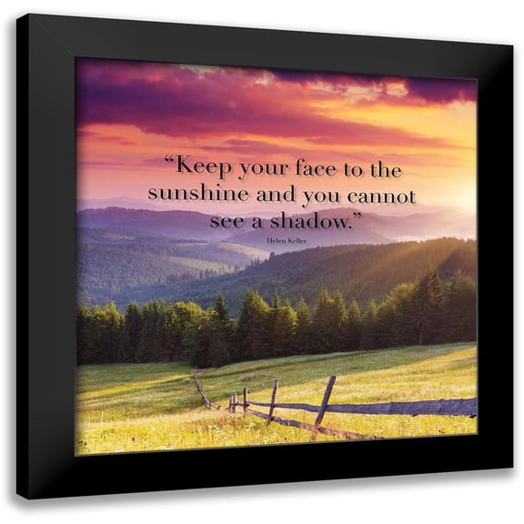 ArtsyQuotes 12x12 Black Modern Framed Museum Art Print Titled - Helen Keller Quote: Sunshine