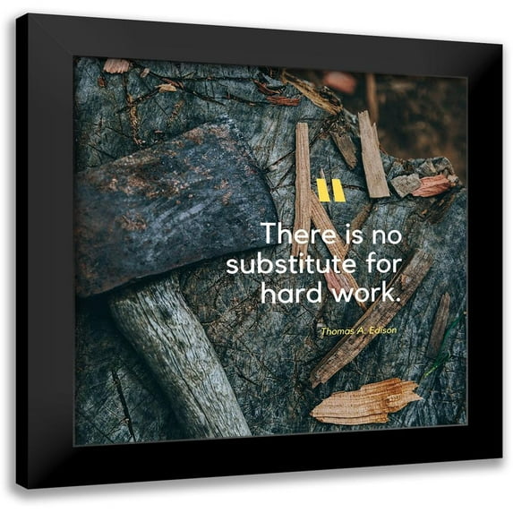 ArtsyQuotes 12x12 Black Modern Framed Museum Art Print Titled - Thomas Edison Quote: No Substitute