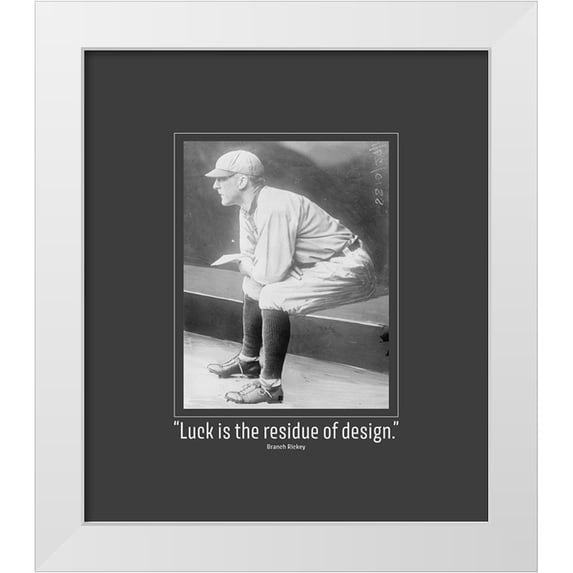 ArtsyQuotes 12x13 White Modern Wood Framed Museum Art Print Titled - Branch Rickey Quote: Luck