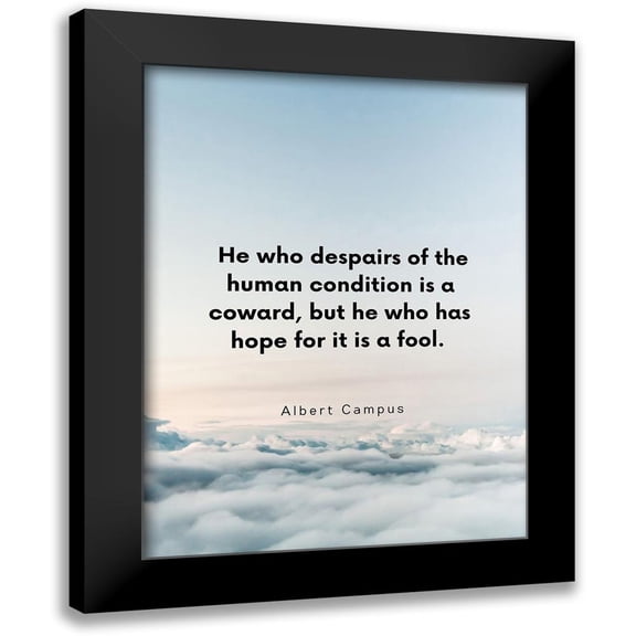 ArtsyQuotes 12x14 Black Modern Framed Museum Art Print Titled - Albert Camus Quote: Human Condition