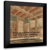ArtsyQuotes 12x14 Black Modern Framed Museum Art Print Titled - Bible Verse Quote Isaiah 32:18, Louis Comfort Tiffany - Design for an interior