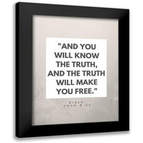 ArtsyQuotes 12x14 Black Modern Framed Museum Art Print Titled - Bible Verse Quote John 8:32