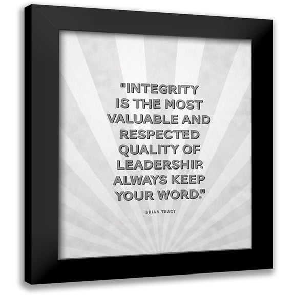 ArtsyQuotes 12x14 Black Modern Framed Museum Art Print Titled - Brian Tracy Quote: Integrity