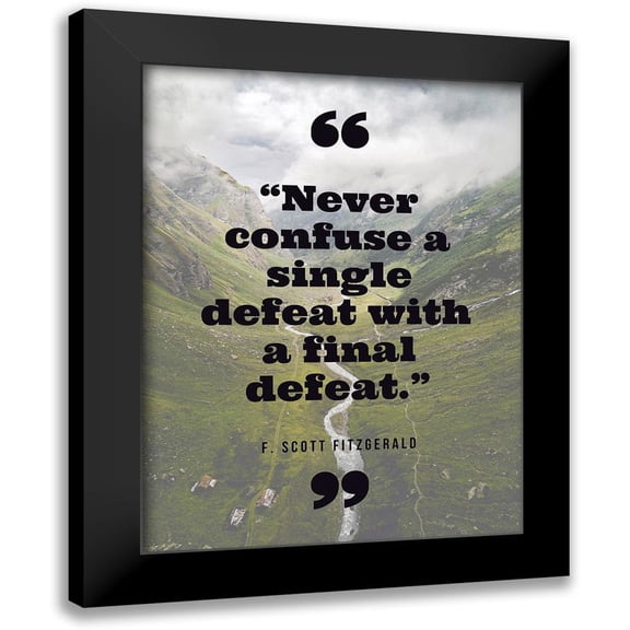 ArtsyQuotes 12x14 Black Modern Framed Museum Art Print Titled - F. Scott Fitzgerald Quote: Final Defeat