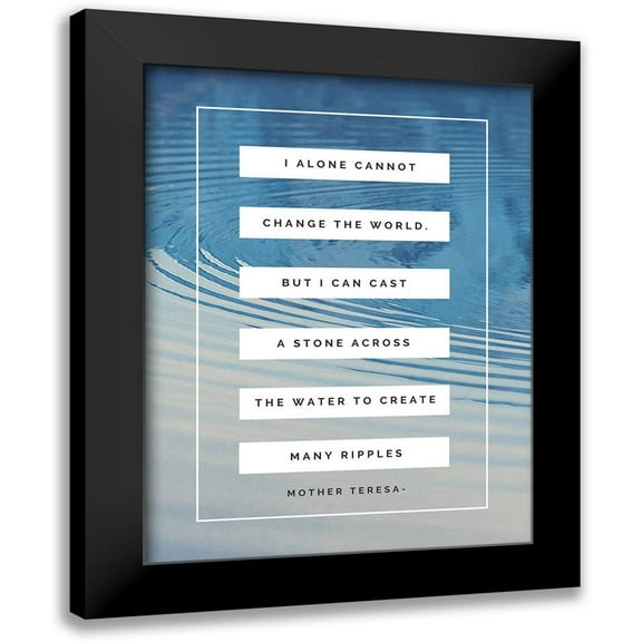 ArtsyQuotes 12x14 Black Modern Framed Museum Art Print Titled - Mother Teresa Quote: I Alone