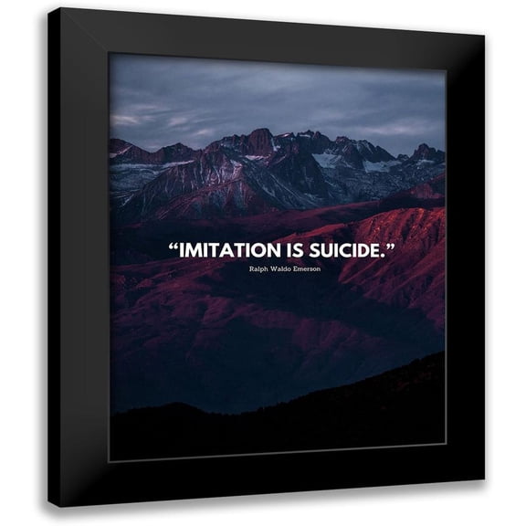 ArtsyQuotes 12x14 Black Modern Framed Museum Art Print Titled - Ralph Waldo Emerson Quote: Imitation