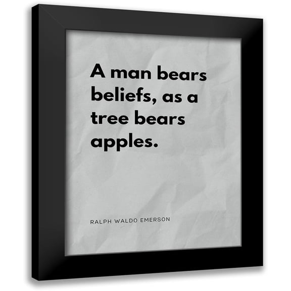 ArtsyQuotes 12x14 Black Modern Framed Museum Art Print Titled - Ralph Waldo Emerson Quote: Man Bears Beliefs