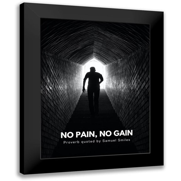 ArtsyQuotes 12x14 Black Modern Framed Museum Art Print Titled - Samuel Smiles Quote: No Pains