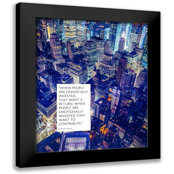 ArtsyQuotes 12x14 Black Modern Framed Museum Art Print Titled - Simon SInek Quote: Invested