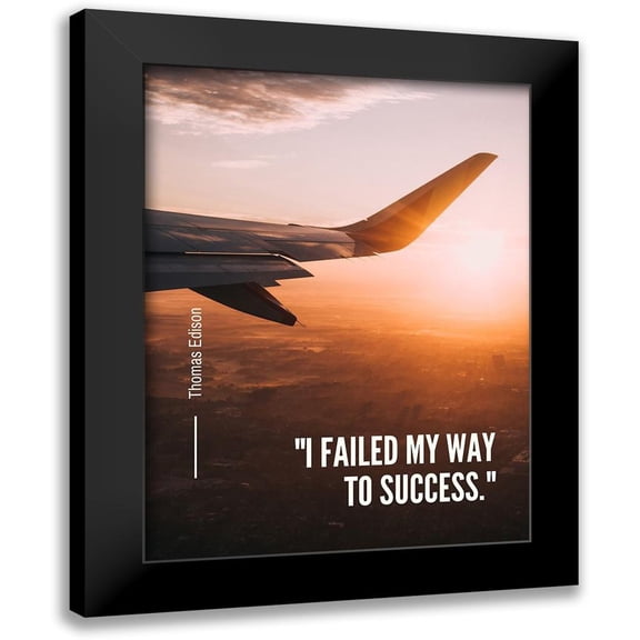 ArtsyQuotes 12x14 Black Modern Framed Museum Art Print Titled - Thomas Edison Quote: Success