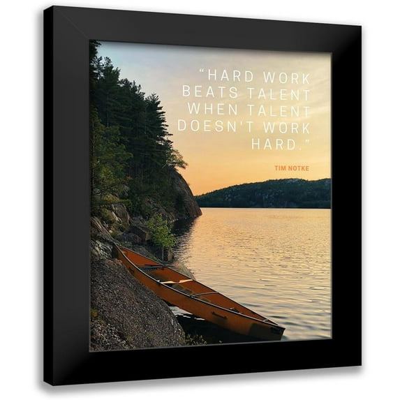 ArtsyQuotes 12x14 Black Modern Framed Museum Art Print Titled - Tim Notke Quote: Hard Work Beats Talent