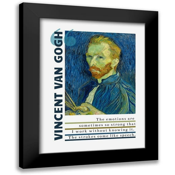 ArtsyQuotes 12x14 Black Modern Framed Museum Art Print Titled - Vincent Van Gogh Quote: Emotions