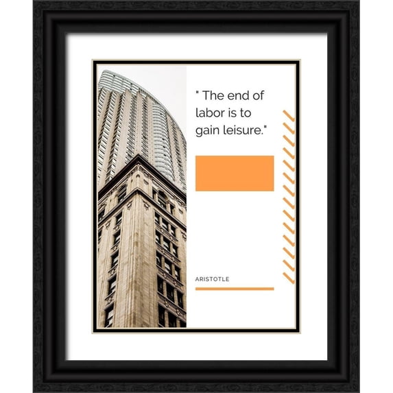 ArtsyQuotes 12x14 Black Ornate Wood Framed with Double Matting Museum Art Print Titled - Aristotle Quote: Gain Leisure