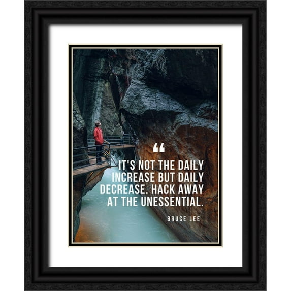 ArtsyQuotes 12x14 Black Ornate Wood Framed with Double Matting Museum Art Print Titled - Bruce Lee Quote: Hack Away