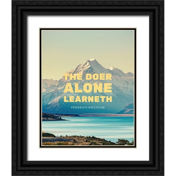 ArtsyQuotes 12x14 Black Ornate Wood Framed with Double Matting Museum Art Print Titled - Friedrich Nietzsche Quote: The Doer Alone