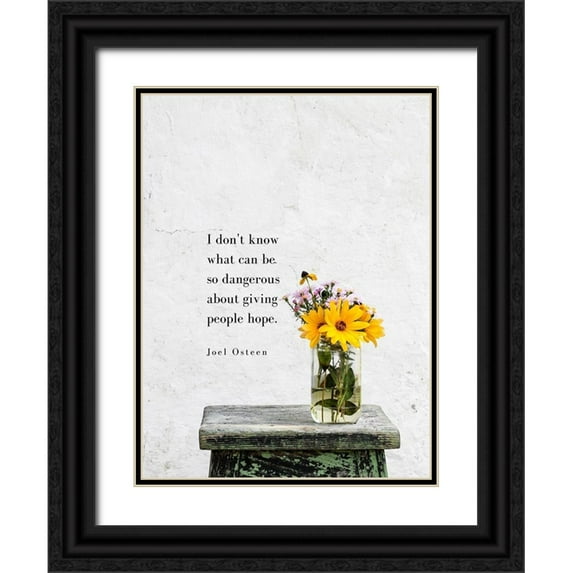 ArtsyQuotes 12x14 Black Ornate Wood Framed with Double Matting Museum Art Print Titled - Joel Osteen Quote: Giving People Hope