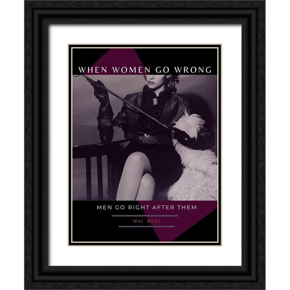 ArtsyQuotes 12x14 Black Ornate Wood Framed with Double Matting Museum Art Print Titled - Mae West Quote: Women and Men