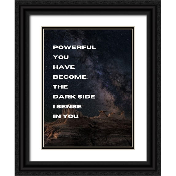 ArtsyQuotes 12x14 Black Ornate Wood Framed with Double Matting Museum Art Print Titled - Yoda Quote: Powerful