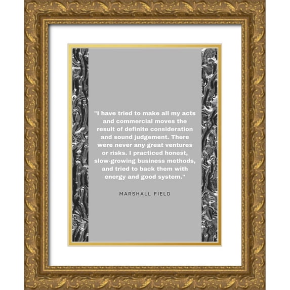 ArtsyQuotes 12x14 Gold Ornate Wood Framed with Double Matting Museum Art Print Titled - Marshall Field Quote: Sound Judgement