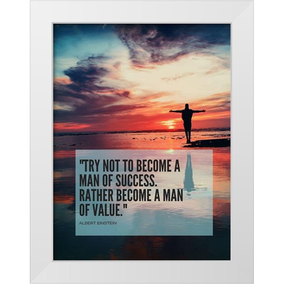 ArtsyQuotes 12x14 White Modern Wood Framed Museum Art Print Titled - Albert Einstein Quote: Man of Success