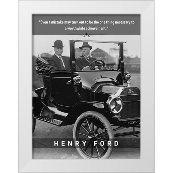 ArtsyQuotes 12x14 White Modern Wood Framed Museum Art Print Titled - Henry Ford Quote: Worthwhile Achievement