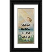 ArtsyQuotes 13x24 Black Ornate Wood Framed with Double Matting Museum Art Print Titled - Bible Verse Quote 1 John 4:19, Louis Comfort Tiffany - Design for window 3