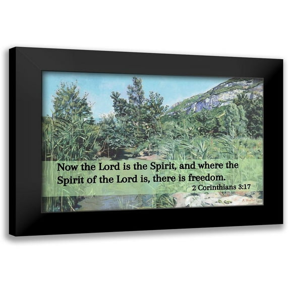 ArtsyQuotes 14x10 Black Modern Framed Museum Art Print Titled - Bible Verse Quote 2 Corinthians 3:17, Ferdinand Hodler - At the Foot of the Saleve
