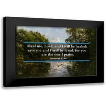 ArtsyQuotes 14x11 Black Modern Framed Museum Art Print Titled - Bible Verse Quote Jeremiah 17:14, Peder Mork Monsted - Hellebaek