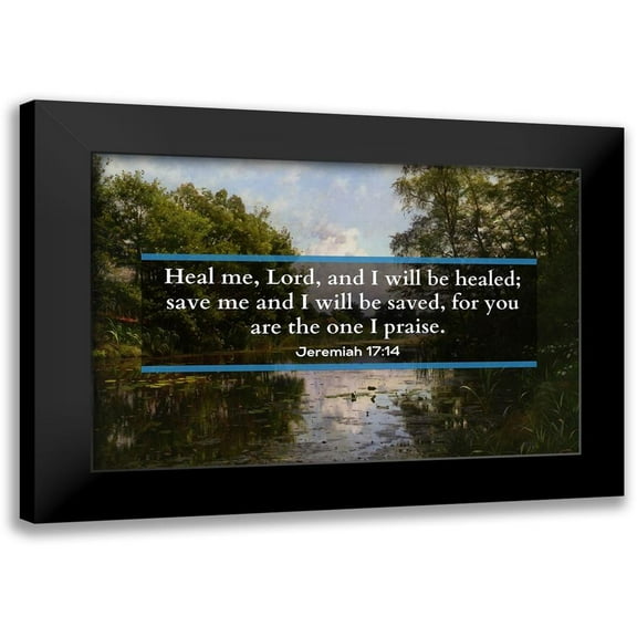 ArtsyQuotes 14x11 Black Modern Framed Museum Art Print Titled - Bible Verse Quote Jeremiah 17:14, Peder Mork Monsted - Hellebaek