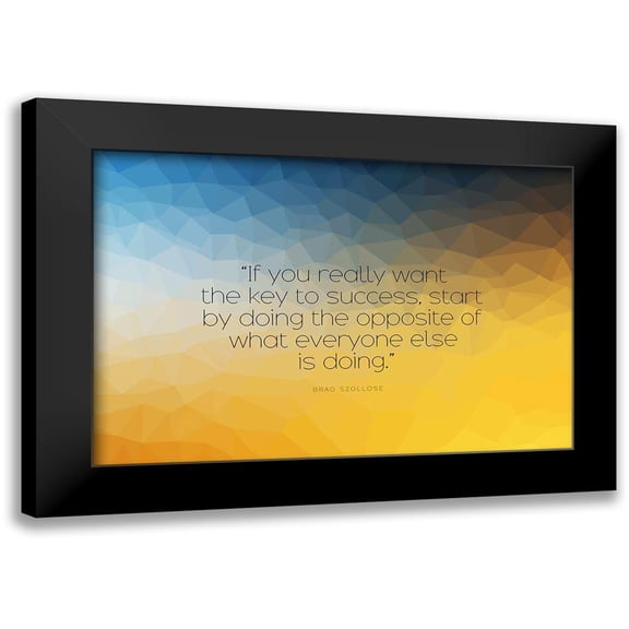 ArtsyQuotes 14x11 Black Modern Framed Museum Art Print Titled - Brad Szollose Quote: Key to Success