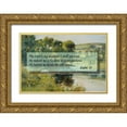 thumbnail image 1 of ArtsyQuotes 14x11 Gold Ornate Wood Framed with Double Matting Museum Art Print Titled - Bible Verse Quote Psalm 23, Edward Mitchell Bannister, Streamside, 1 of 4