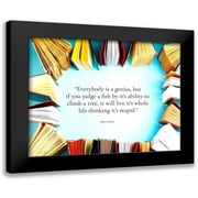 ArtsyQuotes 14x12 Black Modern Framed Museum Art Print Titled - Albert Einstein Quote Everybody is a Genius