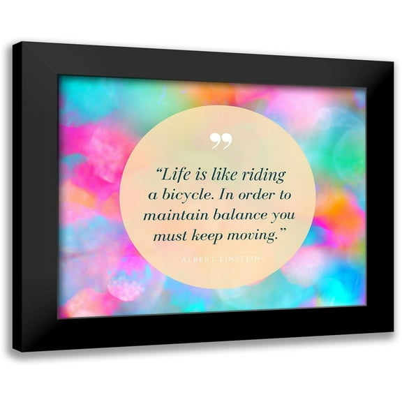 ArtsyQuotes 14x12 Black Modern Framed Museum Art Print Titled - Albert Einstein Quote: Life is Like Riding a Bicycle