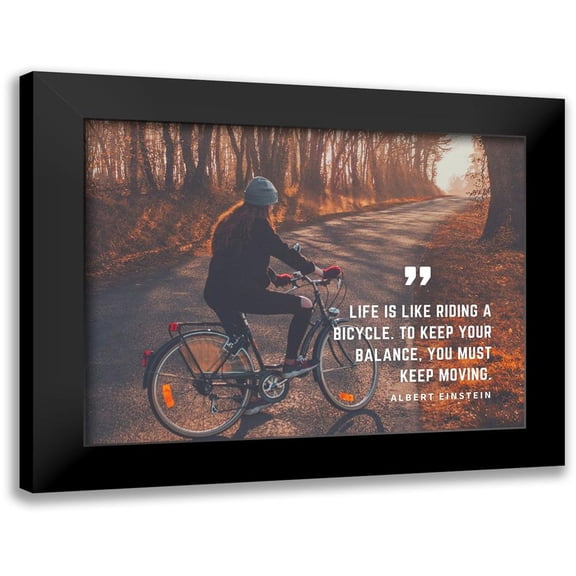 ArtsyQuotes 14x12 Black Modern Framed Museum Art Print Titled - Albert Einstein Quote: Riding a Bicycle