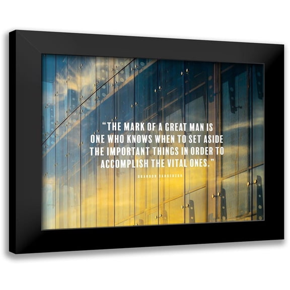 ArtsyQuotes 14x12 Black Modern Framed Museum Art Print Titled - Brandon Sanderson Quote: Great Man