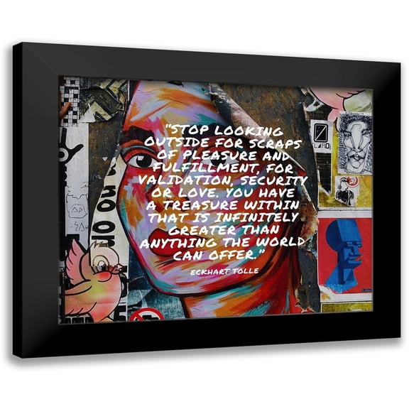ArtsyQuotes 14x12 Black Modern Framed Museum Art Print Titled - Eckhart Tolle Quote: You Have a Treasure