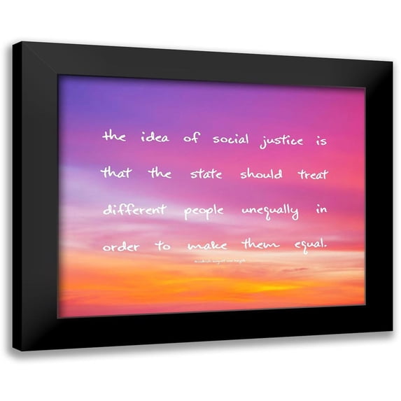 ArtsyQuotes 14x12 Black Modern Framed Museum Art Print Titled - Friedrich August von Hayek Quote: Social Justice