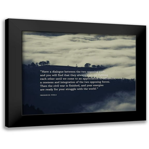 ArtsyQuotes 14x12 Black Modern Framed Museum Art Print Titled - Fritz Perls Quote: Two Opposing Parts