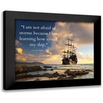 ArtsyQuotes 14x12 Black Modern Framed Museum Art Print Titled - Louisa May Alcott Quote: Sail My Ship