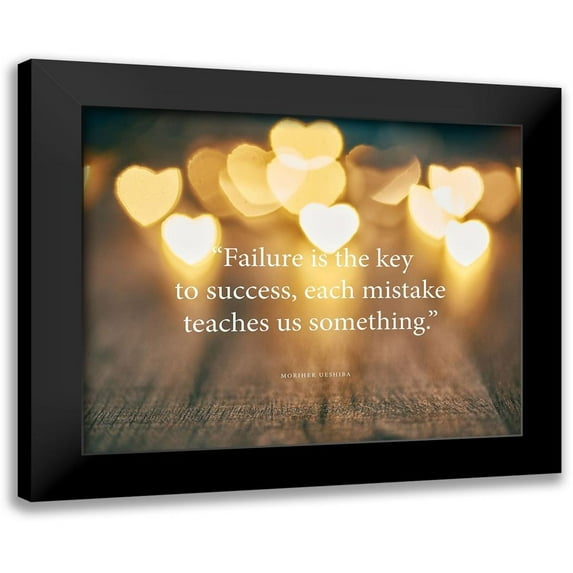 ArtsyQuotes 14x12 Black Modern Framed Museum Art Print Titled - Moriher Ueshiba Quote: Key to Success