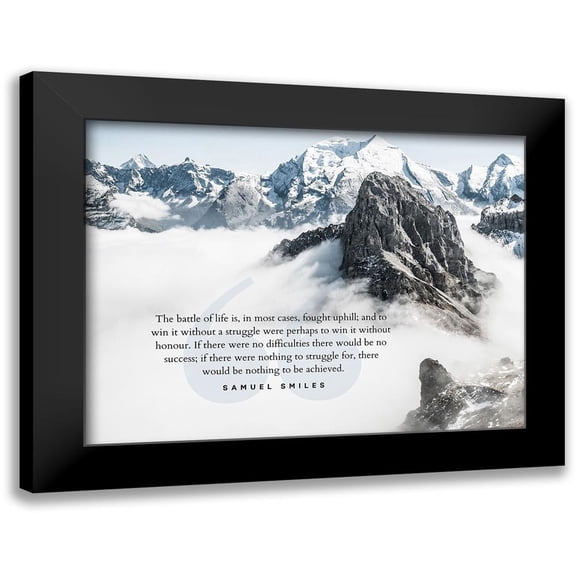 ArtsyQuotes 14x12 Black Modern Framed Museum Art Print Titled - Samuel Smiles Quote: The Battle of Life