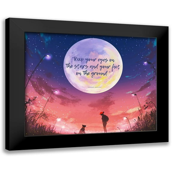 ArtsyQuotes 14x12 Black Modern Framed Museum Art Print Titled - Theodore Roosevelt Quote: Eyes on the Stars
