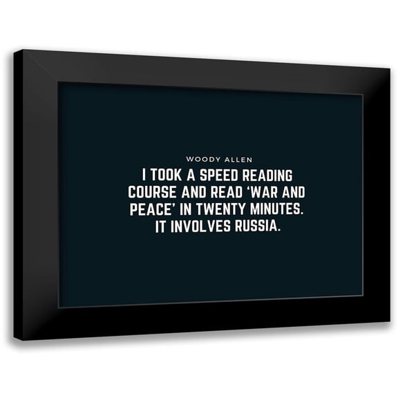ArtsyQuotes 14x12 Black Modern Framed Museum Art Print Titled - Woody Allen Quote: War and Peace