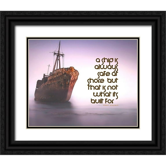 ArtsyQuotes 14x12 Black Ornate Wood Framed with Double Matting Museum Art Print Titled - Albert Einstein Quote: Always at Shore