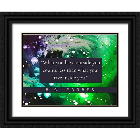 ArtsyQuotes 14x12 Black Ornate Wood Framed with Double Matting Museum Art Print Titled - B.C.Forbes Quote: Inside You