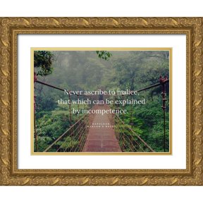 ArtsyQuotes 14x12 Gold Ornate Wood Framed with Double Matting Museum Art Print Titled - Napoleon Quote: Ascribe to Malice