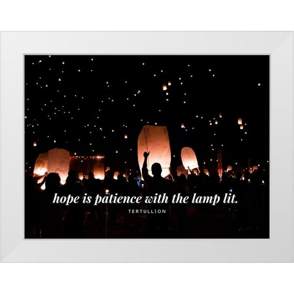 ArtsyQuotes 14x12 White Modern Wood Framed Museum Art Print Titled - Tertullian Quote: Hope is Patience
